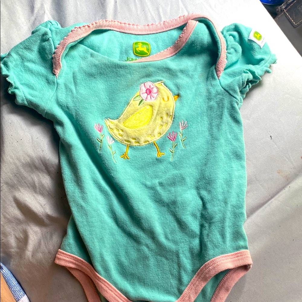 John Deere Blue and Yellow Bodysuit with Flutter Sleeves